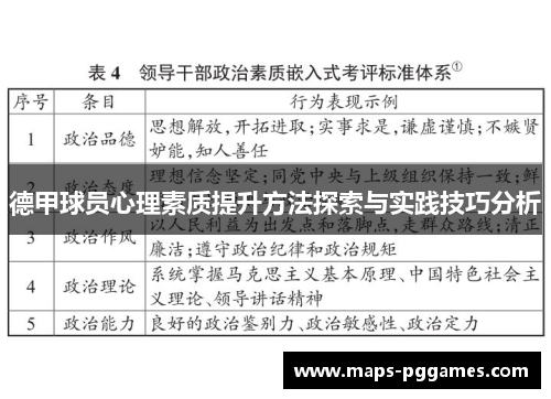 德甲球员心理素质提升方法探索与实践技巧分析